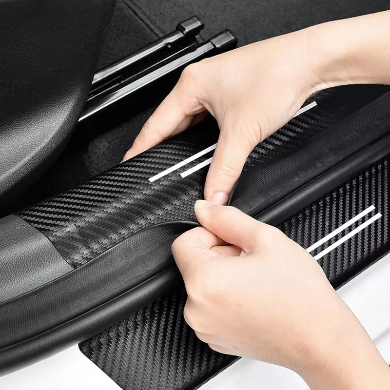 Carbon Fiber Car Door Pedal Strips for Seat Mii Logo Auto Front Door Threshold Sill Protective Rear Trunk Bumper Guard Stickers
