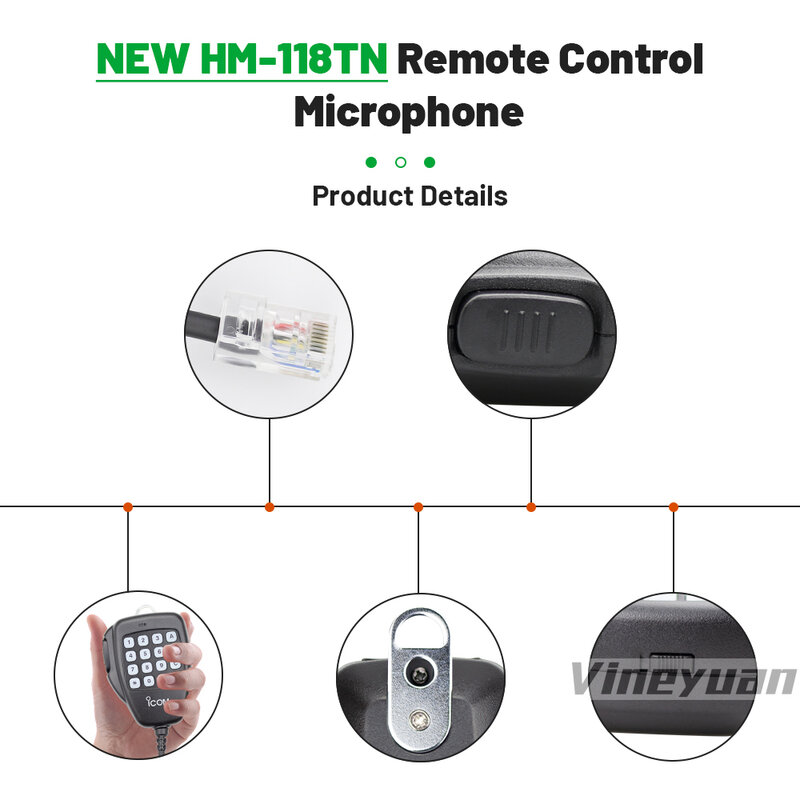 8Pin HM-118TN DTMF Mic Microfone Para ICOM Handheld IC-F11 IC-V8000 IC-F1721 IC-2100 IC-2200H IC-208H Ham Transceiver