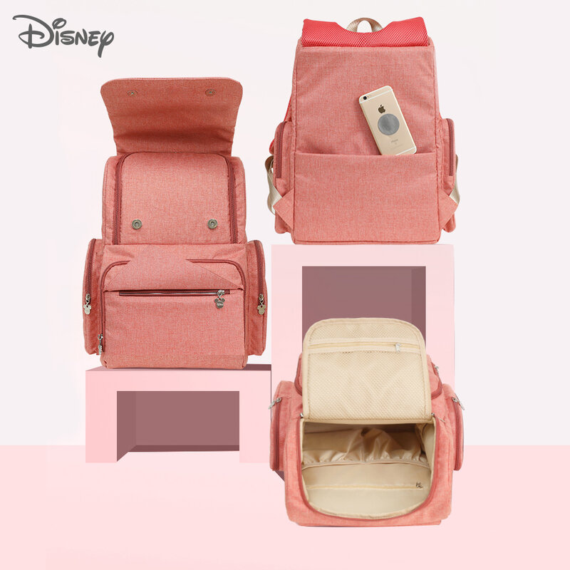 Disney mochila para maternidade, multifuncional, para fraldas, fraldas e trocador de fraldas de bebê, com alças para carrinho de bebê