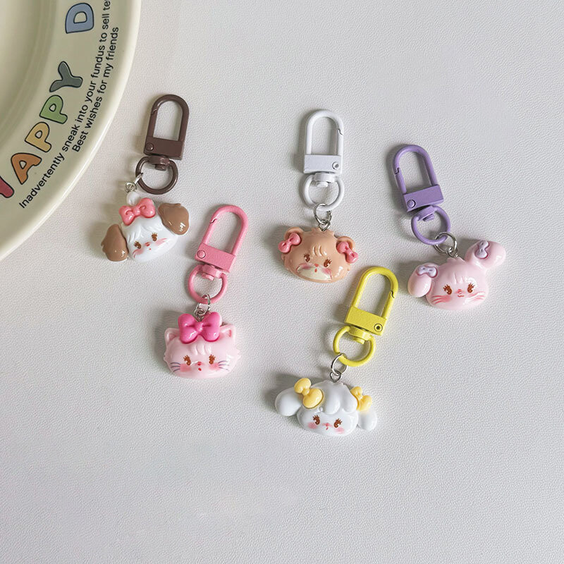 Cute Fashionable Bow Cat Keychain Cartoon Ins Sweet Keyring School Bag Hanging Accessories Phone Lanyard Ornaments For Keys Bag