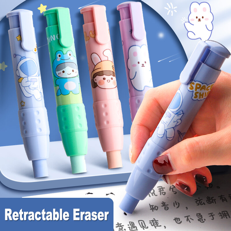 Kawaii wysuwana gumka gumka do ołówka miękki rdzeń do napełniania dla dzieci zestaw do szkicowania pisania piórkowy prasę korekcyjną
