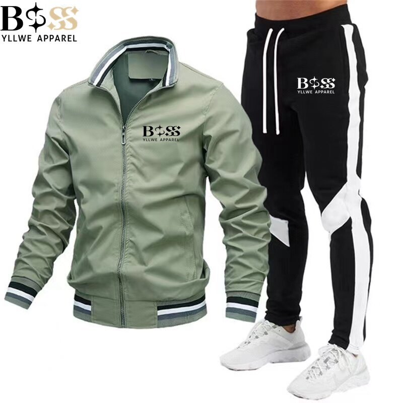 Осень/Зима 2024, BSS YLLWE, одежда, новый мужской пиджак, повседневный комплект, Комбинированные брюки, бейсбольная куртка с воротником-стойкой, Высококачественная куртка