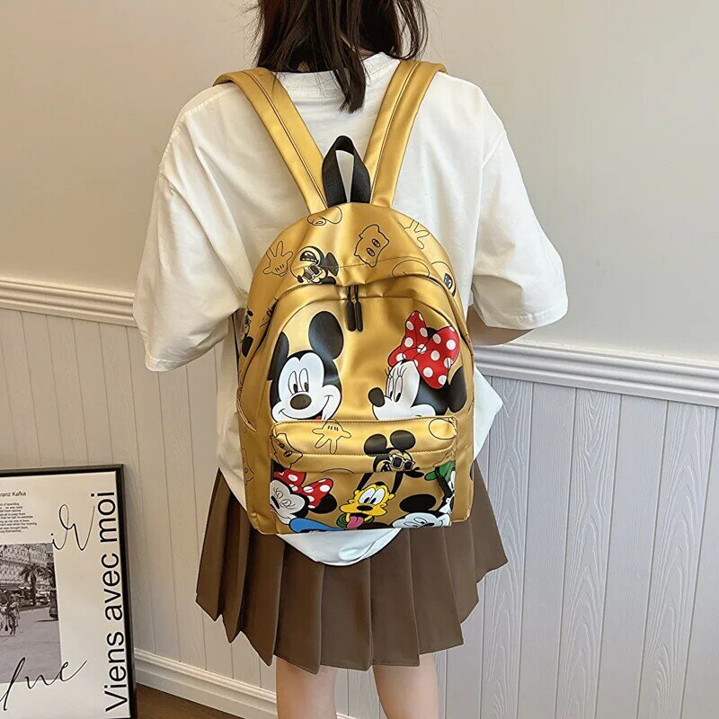 Disney-mochila escolar de Mickey Mouse para hombre y mujer, mochila ligera y de gran capacidad con dibujos animados para niños