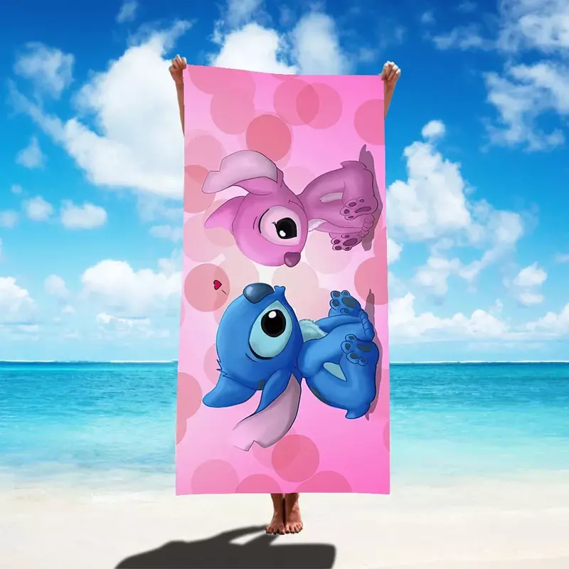 Toalla de baño de dibujos animados de Disney para niños, toalla de playa de Lilo & Stitch, figuras de Anime, suministros de baño de verano, 75x150cm