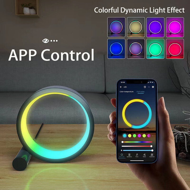 Luz Nocturna LED inteligente RGB, lámpara de escritorio de Ambiente, Control por aplicación Bluetooth, adecuada para sala de juegos, dormitorio, decoración de cabecera