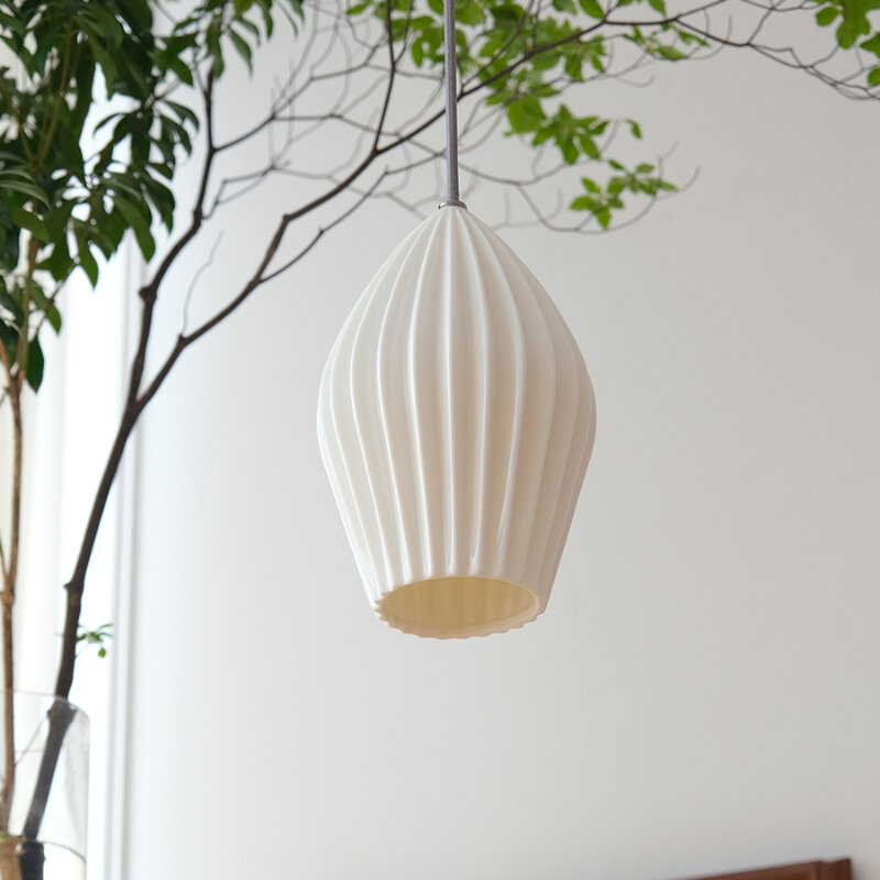 Скандинавская белая рифленая лампа, Подвесная лампа для ресторана, столовой, стола, кабинета, прикроватного столика, декор для комнаты