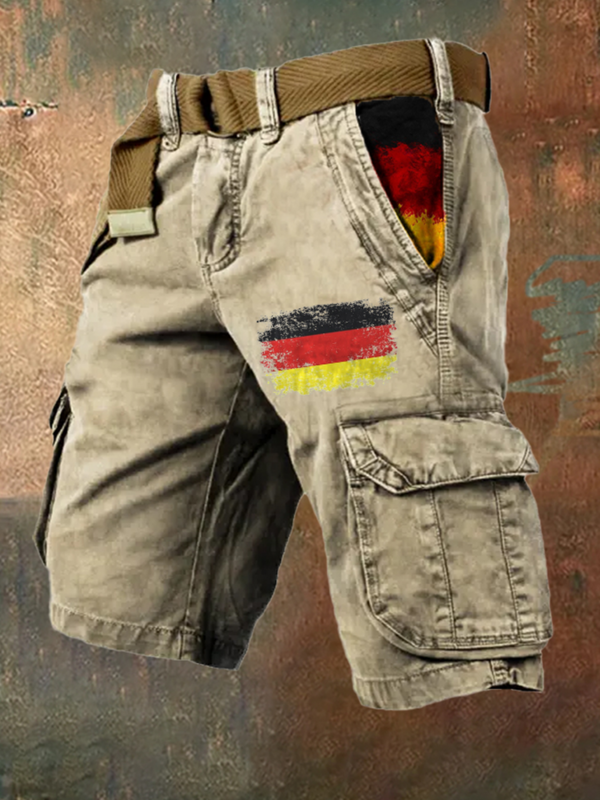 Letnie męskie kombinezony flagą w stylu Vintage wygodne szorty 3D z nadrukiem szorty Cargo stylowe sportowe komfortowe męskie szorty