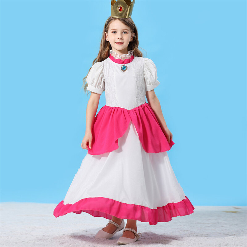 2023 праздничный костюм принцессы на Хэллоуин для девочек, персиковый костюм, розовая, синяя, желтая фея, косплей, Рождественская вечеринка, винтажные элегантные длинные платья