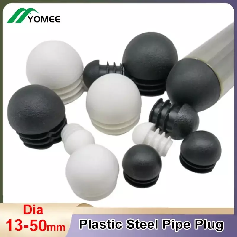 Round Plastic Steel Pipe Plug Domed Caps Non Slip Furniture Chair Leg Foot Dust Cover Floor Protector Tube End Caps