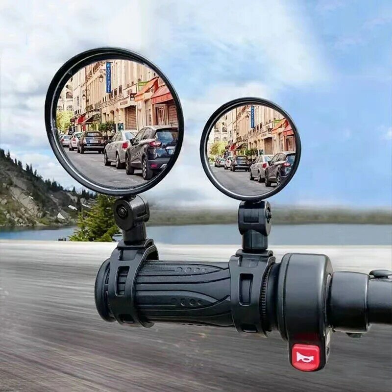 Bicicleta espelho retrovisor auxiliar guiador montar 360 graus ajustável grande angular ciclismo espelhos da bicicleta espelho retrovisor