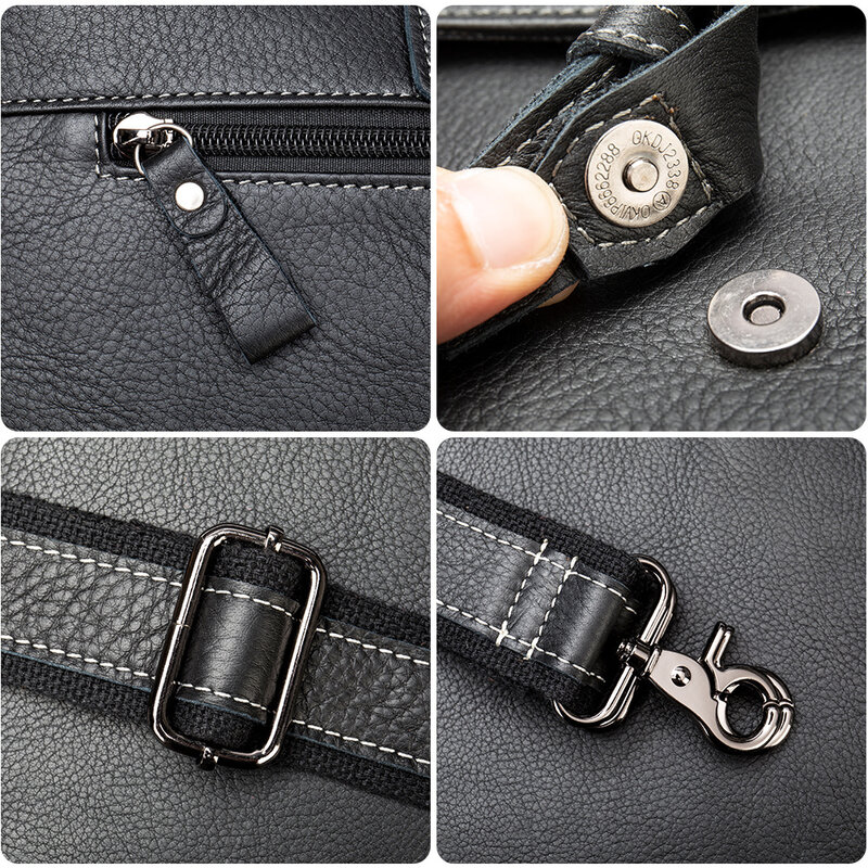 Men's Bag Genuine Leather Men Briefcase Handbags For 15.6" Laptop A4 Male Shoulder Messenger Business Crossbody