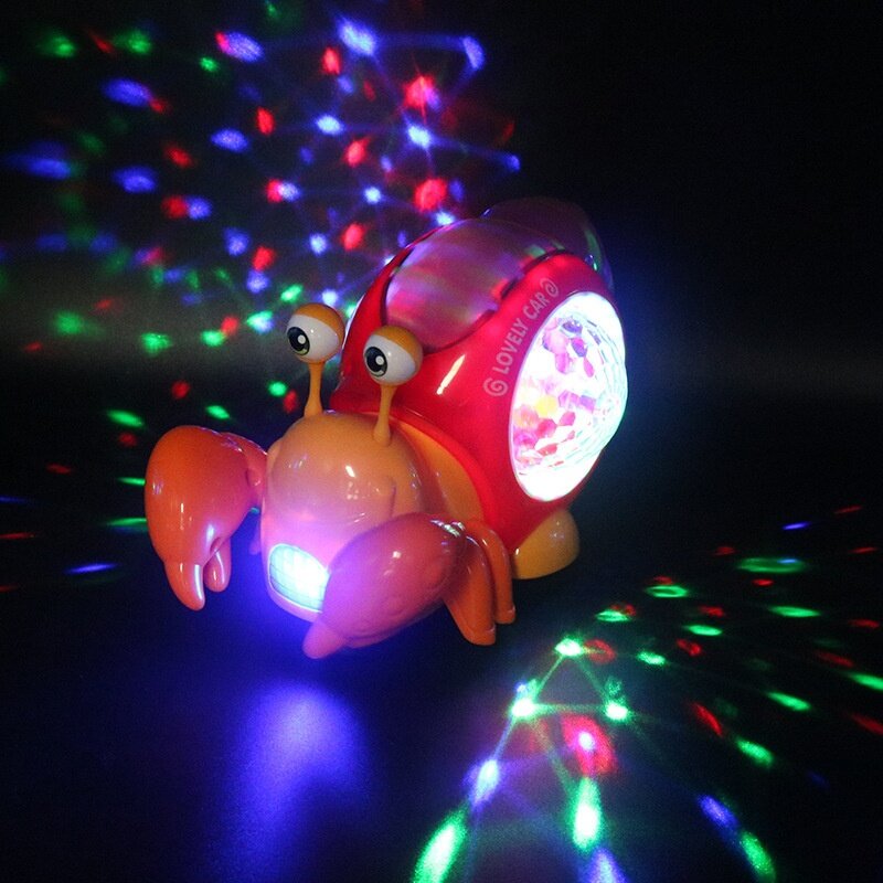 Zabawki na baterie krab pustelnik uniwersalny chodzący unikanie przeszkód muzyka projekcja światła krab zabawki dla dzieci