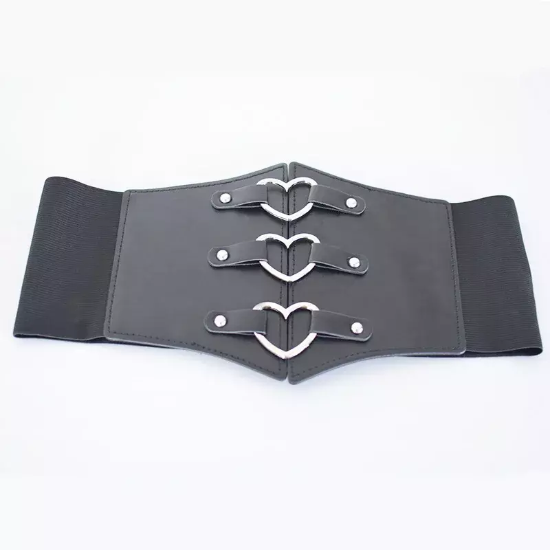 Wide Nylon Corset Belts for Women Black PU Leather Slimming Body Lace Up High Waist Girdle Elastic Belts for Women Waist Trainer