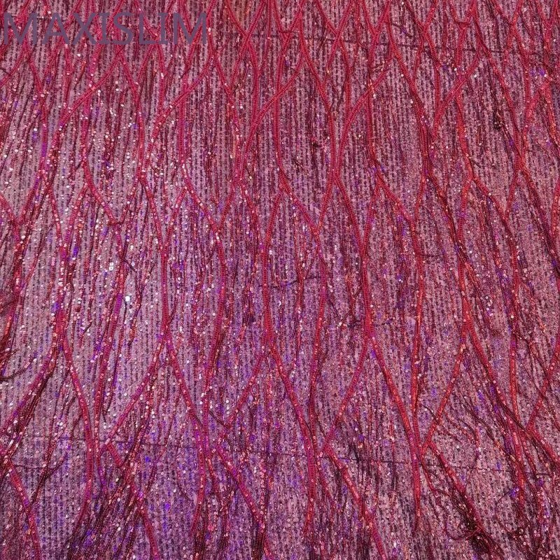New Tassels Fabric 3MM Polyester Sequin Embroidered Fabric 5Yards/Lots DIY Sewing Dress Skirt For Party Stage Wedding Wide：125CM