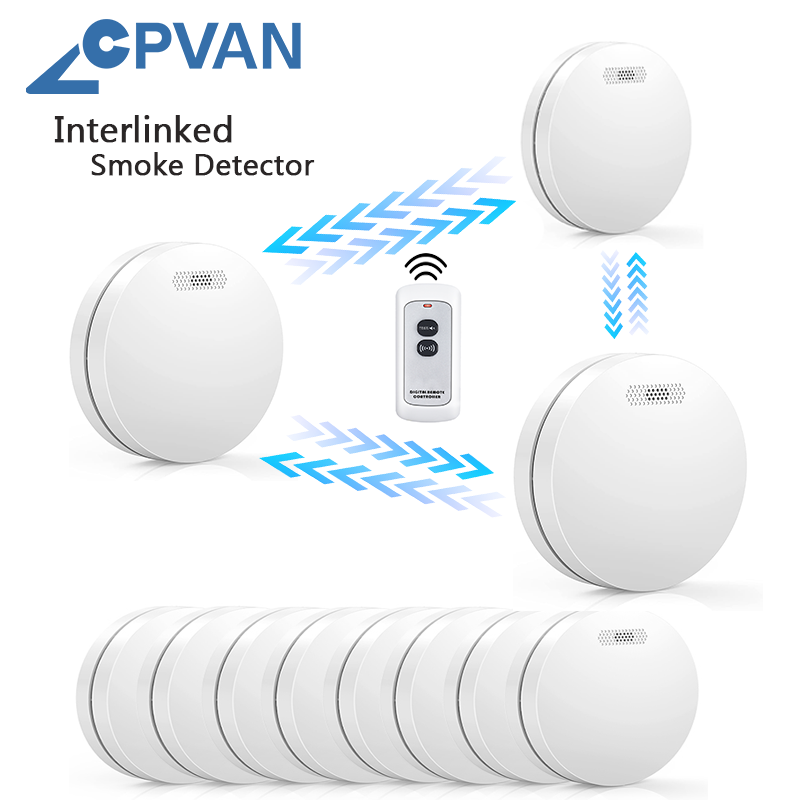 CPVAN-Wireless Interligado Sensor Smoke Detector, Home Security Protection, Fire Alarm Eequipment