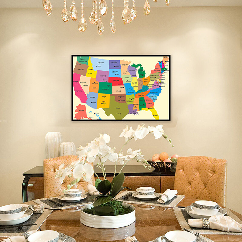 59*42cm The Administrative Map of United State Non-woven Canvas Painting Wall Art Poster and Print Home Decor Office Supplies