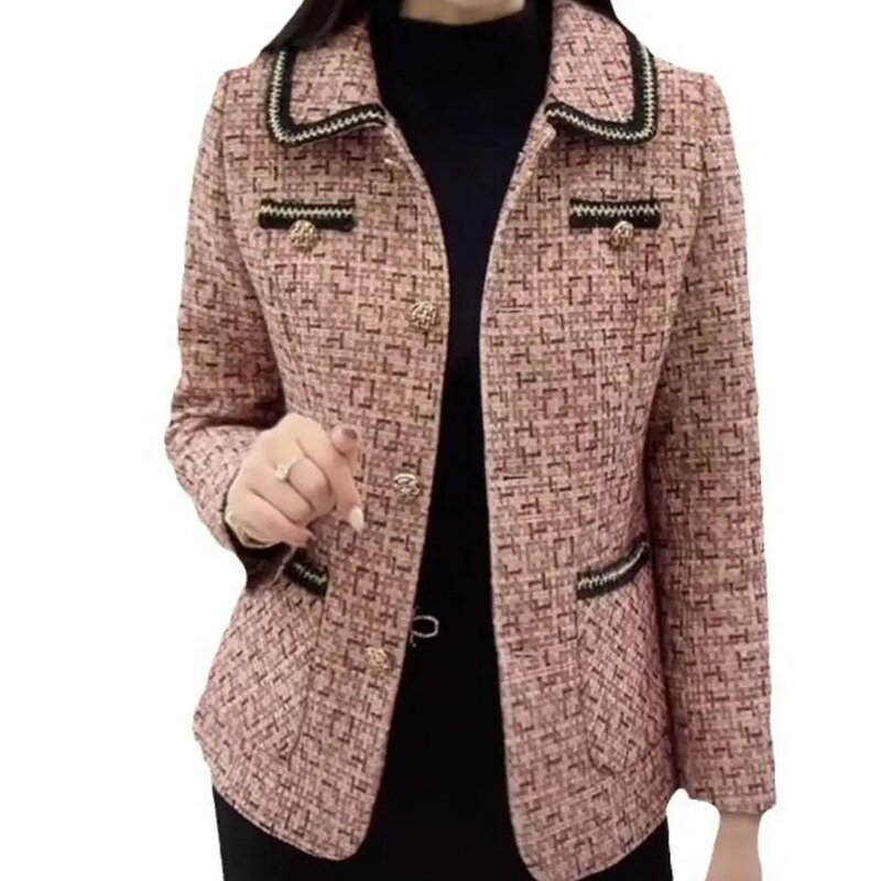 Женский однобортный Кардиган на пуговицах, теплая Толстая куртка в офисном стиле с длинным рукавом, пальто с отложным воротником для осени и зимы