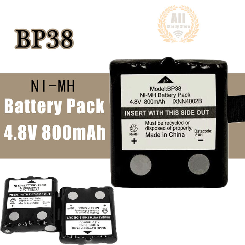 Bateria recarregável para rádio bidirecional, NI-MH, 800mAh, 4.8V, compatível com BP-38, BT-1013, BT-537, GMR, T5, 6, 7, 8, T50, T60, T80, BP-38, BP-40