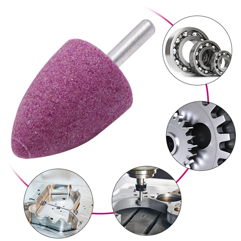 4 Sizes 1pc Corundum Grinding Head Conical Shape 6mm Shaft Polishing Abrasive Wheel For Dremel Rotary Power Abrasive Tools