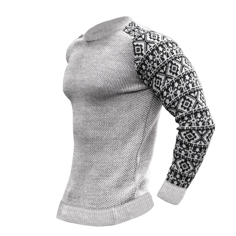 Pakaian dalam hangat untuk pria, sweter rajut motif dasar termal, Sweater Pullover musim dingin, atasan lengan panjang, pakaian kebugaran otot untuk pria