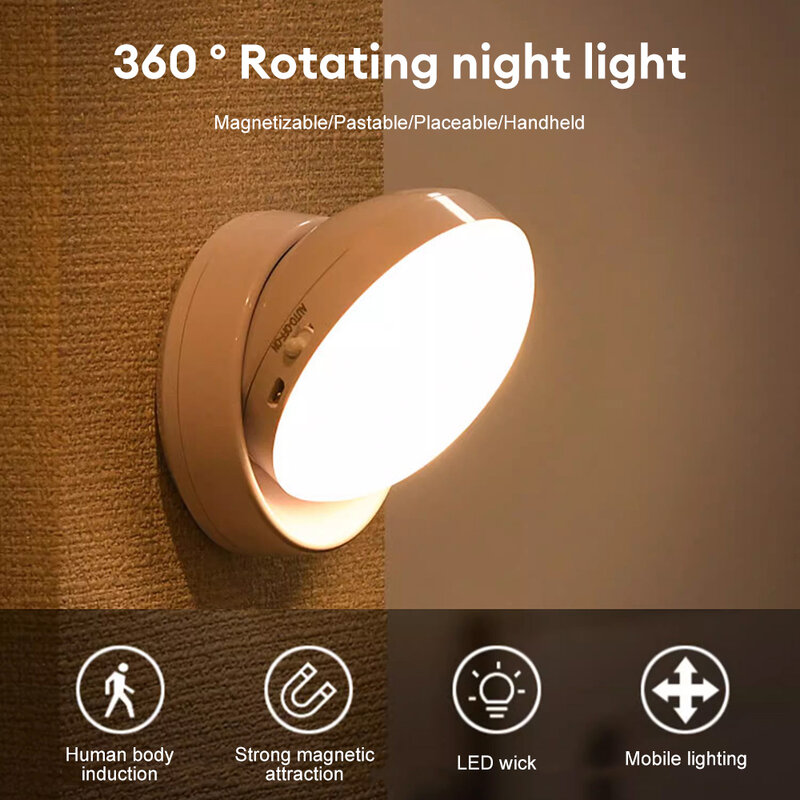 LED Night Light Motion Sensor SB ชาร์จอัจฉริยะมนุษย์ induction ภายใต้ตู้ไร้สายข้างเตียงตู้ Night Lamp