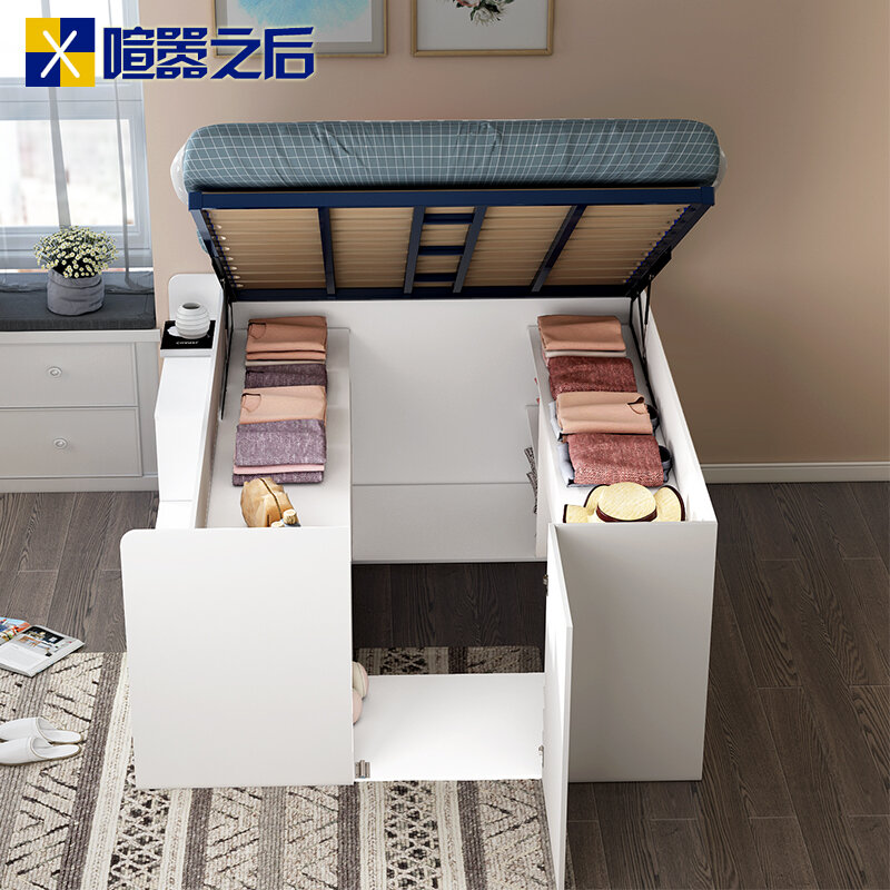 Bed Small Apartment Tatami Storage Bed Customized Children Bed with Wardrobe