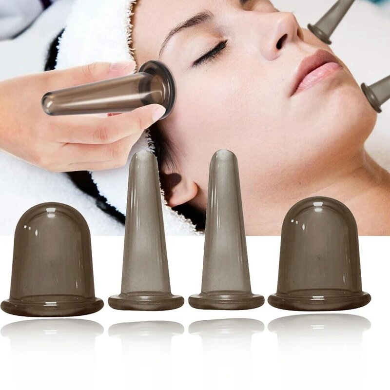 Silikon Vakuum Schröpfen Massage Gläser Anti Cellulite Massage Gesichts Saugnäpfe Gesicht Hals Lift Haut Schaben Guasha Anti Falten