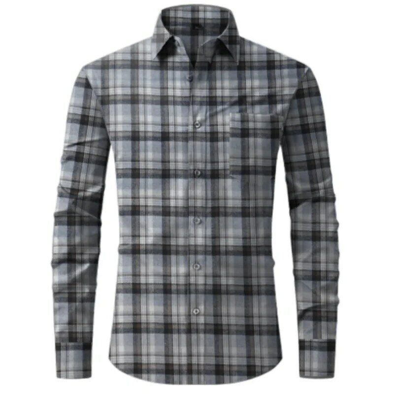 Summer New Striped Shirt Men's Single-breasted Shirts Masculina Long Sleeve Male Clothing Formal Casual Plaid Men's Cotton Shirt