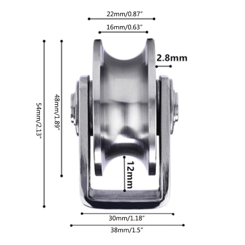헤비 듀티 트랙 휠 U 그루브 휠 풀리 부식 방지 슬라이딩 게이트 롤러 휠, 16mm 홈 너비 U 자형 롤러 Q81C