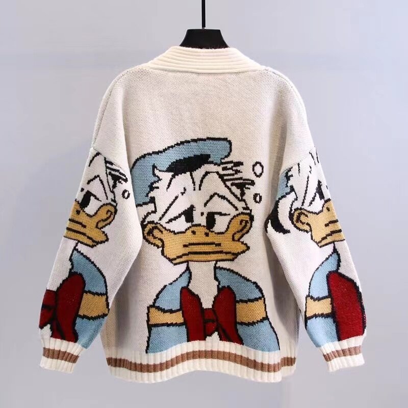 Women Duck Long Sleeve Autumn Winter Cardigan Jumper Tops Turtleneck Pullovers Casual Sweaters Loose Sweater Girl