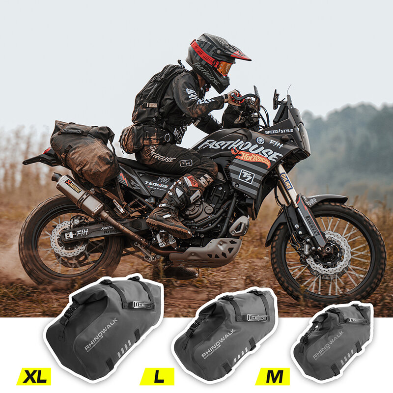 Rhinowalk-bolsa impermeable para motocicleta, alforja Universal para SILLÍN, almacenamiento lateral de equipaje, 100%, 18L/28L/48L, 2 uds.