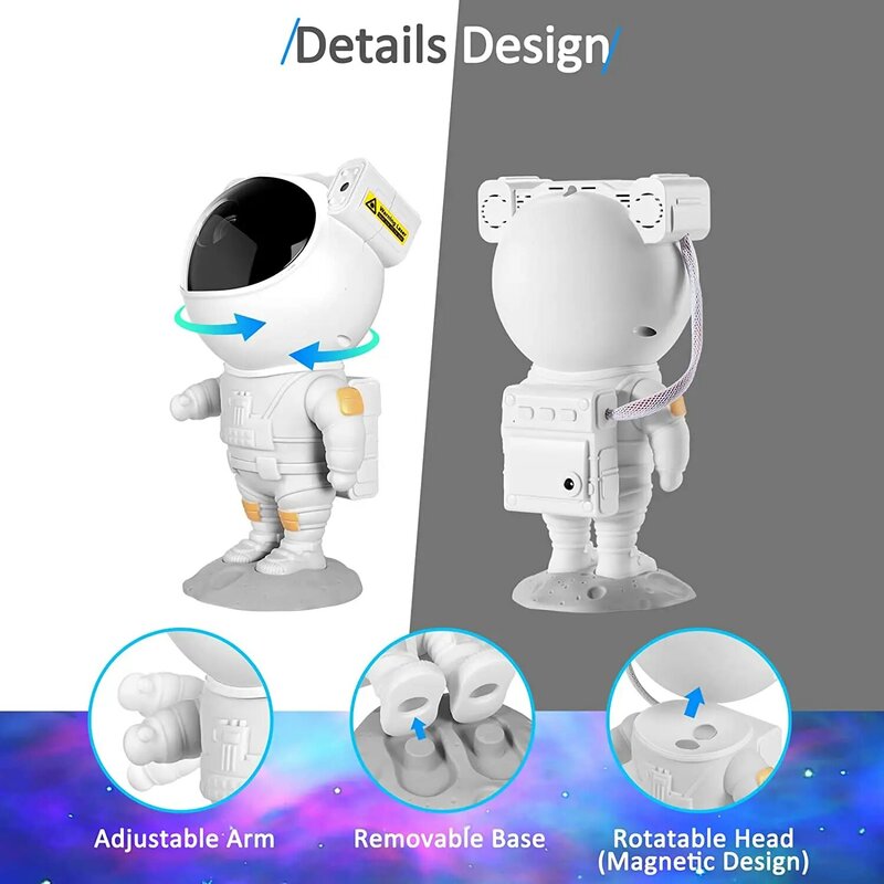 우주 비행사 별 프로젝터 야간 조명, 리모컨 360 조절 가능한 디자인, 침실 성운 갤럭시 프로젝터 조명, 어린이 선물