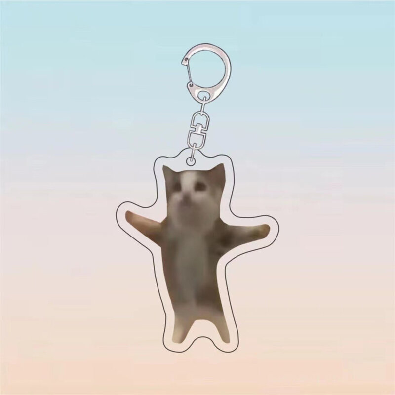 Gels-Porte-clés avec pendentif expression de chat, joyeux, drôle, populaire, sac à dos, sac d'école, bijoux, popdrink, Cry Love, JxNew