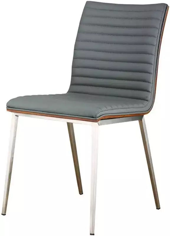 Armen-Silla de comedor de Café, sillón de acero inoxidable cepillado, color gris, con espalda de nogal, 33,5 "x 17" x 22"