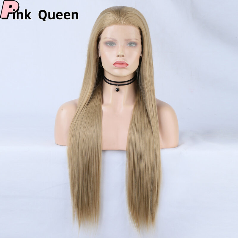 Nowa koronkowa peruka Front bezklejowe 13x2.5 przezroczyste długie proste peruki typu Lace Front dla kobiet syntetyczna koronka peruki wysokiej jakości włosy