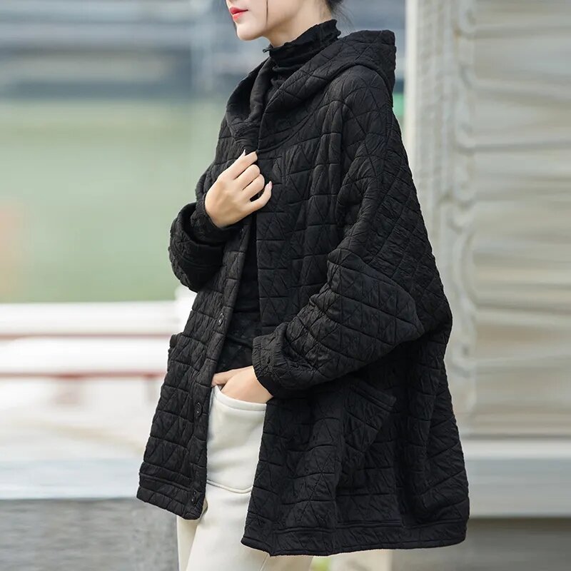 女性のためのヴィンテージパーカー,ボタン付き長袖,無地,暖かいコート,カジュアルなルーズなパーカー,冬,新しい2022