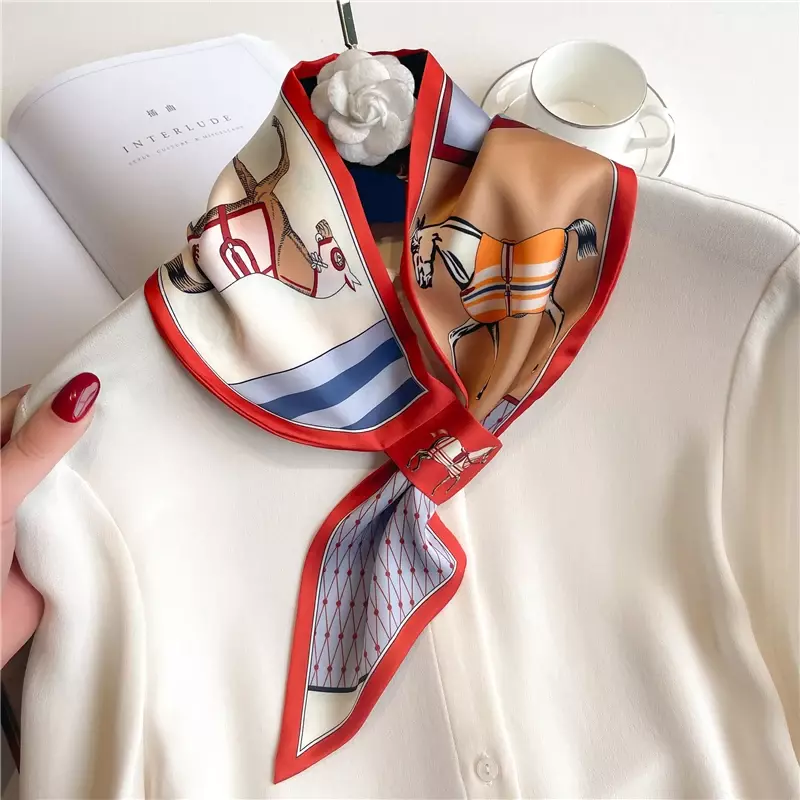 ربطة عنق بشريط للنساء وشاح حريرية ملمس 2023 تصميم عصري مطبوع عليه شعر نحيف رأس للسيدات