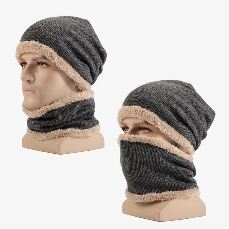 Gorro de lana de punto para invierno, bufanda de protección auditiva de felpa gruesa, cálida, para montar al aire libre