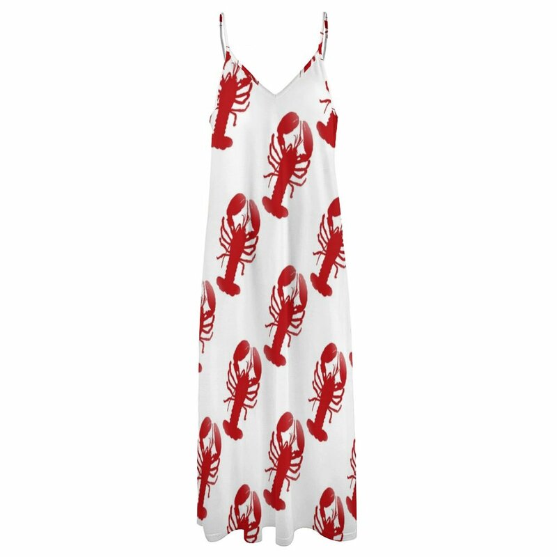 Czerwony homar powtarzający się wzór suknia bez rękawów długa sukienka kobieca sukienka dla kobiet w ciąży