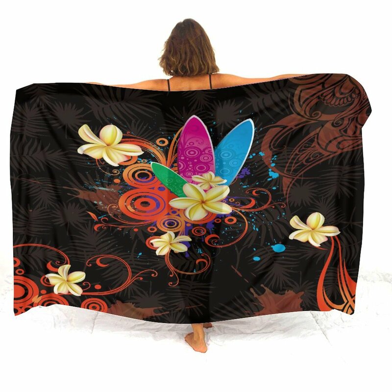 Polynesische Bloemenprint Custom Zomer Aan Zee Sarong Sjaal Met Elegante Temperament Bikini Anti-Slip Jas Schort Zachte Sarong Deel