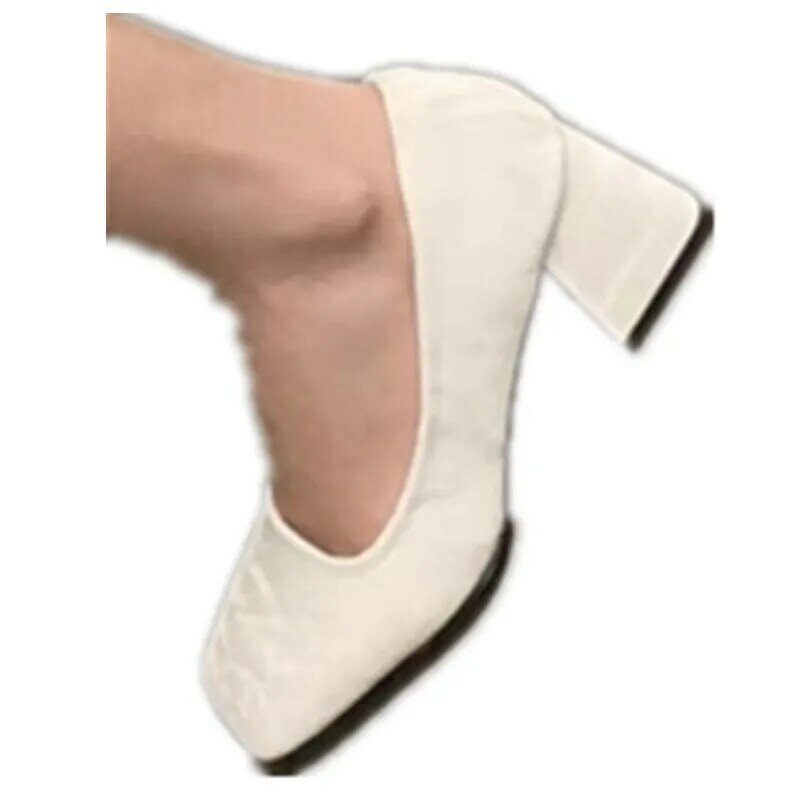 2024 nowe buty damskie szpilki imprezowe buty ślubne z kwadratowym noskiem wiosenne letnie buty damskie rozmiar 35-39 modne czółenka na co dzień