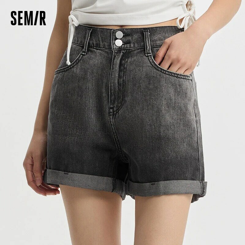 Semir-Jeans slim feminino, calça bainha enrolada, calça versátil de verão, shorts legais, streetwear da moda, moda feminina