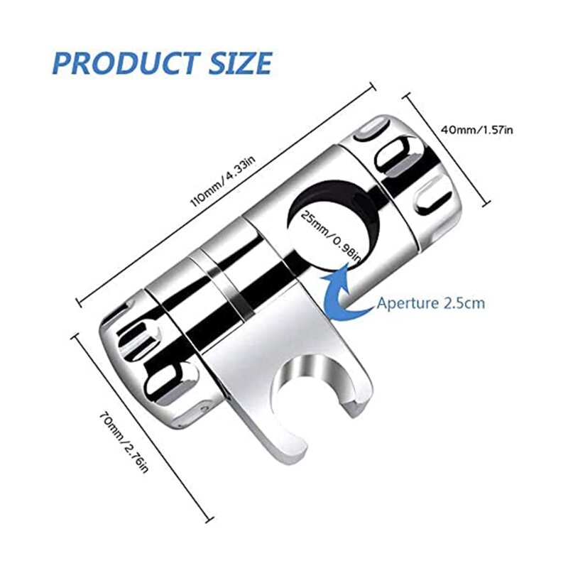 Shower Head Rail Slider Holder 25mm/0.98'' Diameter Shower head Holder for Slide Bar Slider Clamp Bathroom Accessories