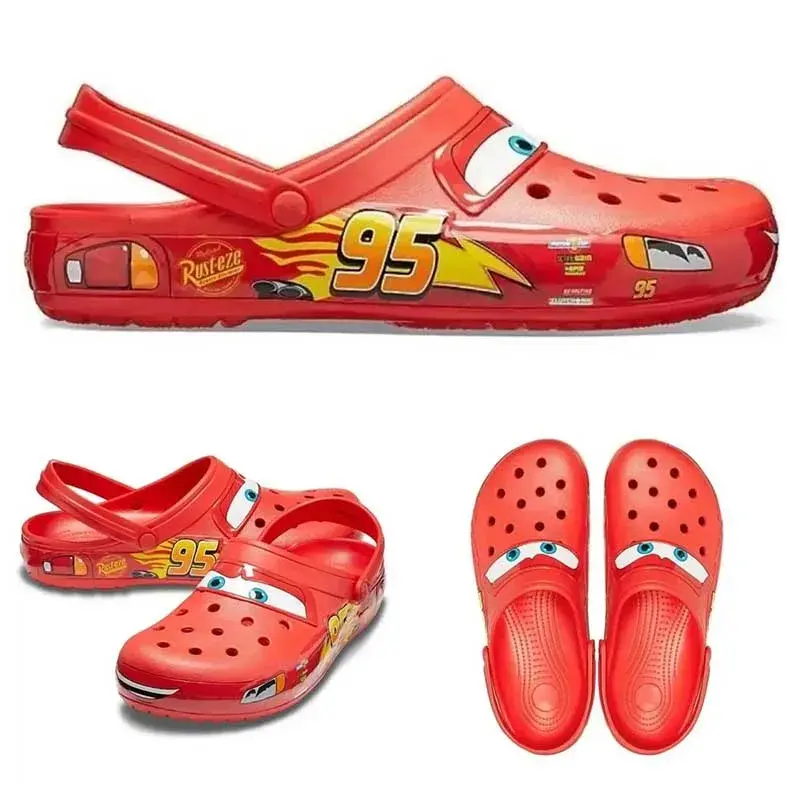 Letnie kapcie męskie Disney Lightning Mcqueen Crocs Man Pixar wodoodporne odkryte buty plażowe z dziurami sandały damskie klapki samochodowe