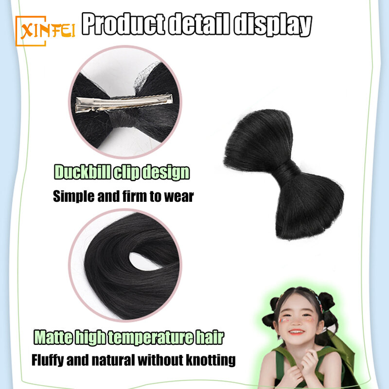 High Temperature Hair Synthetic Wig Cute Girl's Chignon Headdress New Duckbill Clip Fluffy Bow Chignon Integrated Wig Ring