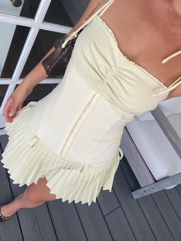 Suninheart-mini vestido de verão plissado para mulheres, sexy, casual, mistura de algodão, bege, férias, recém-chegados, 2019