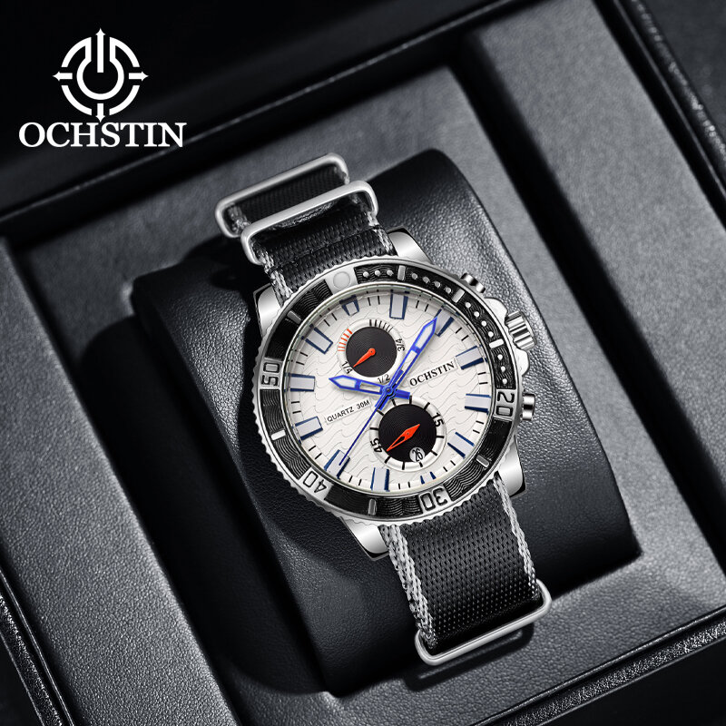 New OCHSTIN 2024 Creative Nylon Series Casual Simple Model Multifunction Quartz Movement Men's Quartz Watch Men's Watches