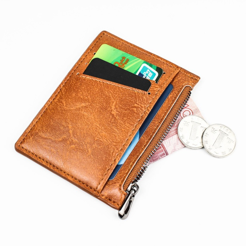 Nova chegada pequena carteira de couro masculino com zíper moeda bolso titular do cartão de crédito mini bolsa para masculino fino dinheiro saco