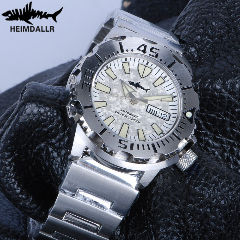 HEIMDALLR Monster zegarek dla nurka szafirowe szkło ze stali nierdzewnej NH36 200M wodoodporny C3 Luminous męskie automatyczne zegarki mechaniczne