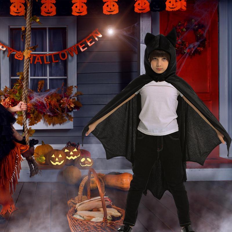 Halloween Vampire Cosplay Exquisite Hero Dress Up For Halloween Black Cloak Wings Hooded Cape Kids Bat Vampire Wings For Kids